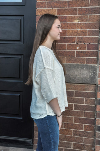 Half Sleeve Boxy Knit Sweater