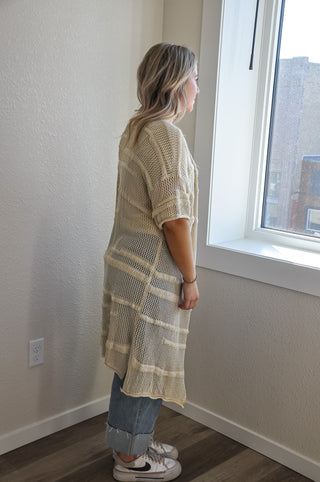 Half Sleeve Crochet Open Cardigan