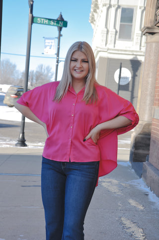 Half Sleeve Hot Pink Dolman