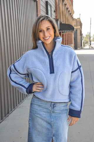 Half Zip High Neck Fleece Pullover