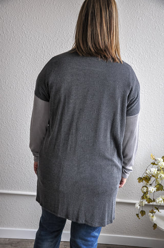 Half & Half Ribbed Cardigan