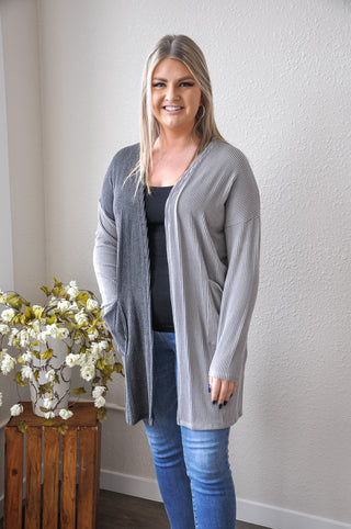 Half & Half Ribbed Cardigan