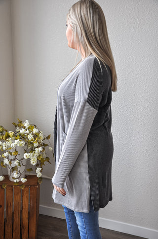 Half & Half Ribbed Cardigan