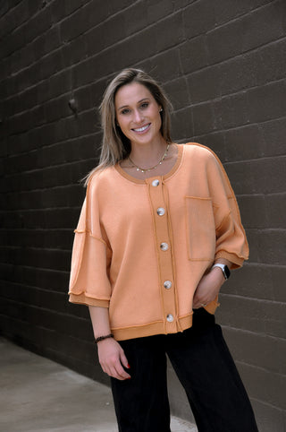 Half Sleeve Upside Down Washed Jacket