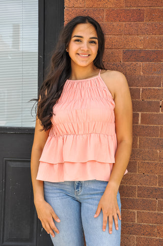 Halter Neck Smocked Tank Top