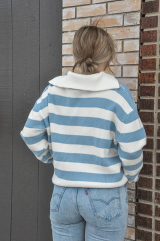 Harley Half Zip Striped Sweater