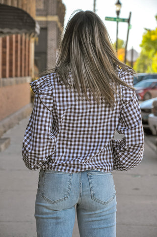 Harvest Gingham Ruffle Collar Blouse