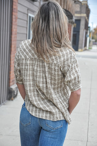 Harvest Lane Plaid Button Top