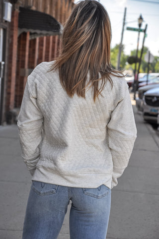 Heather Grey Quilted Terry Quarter-Zip Top