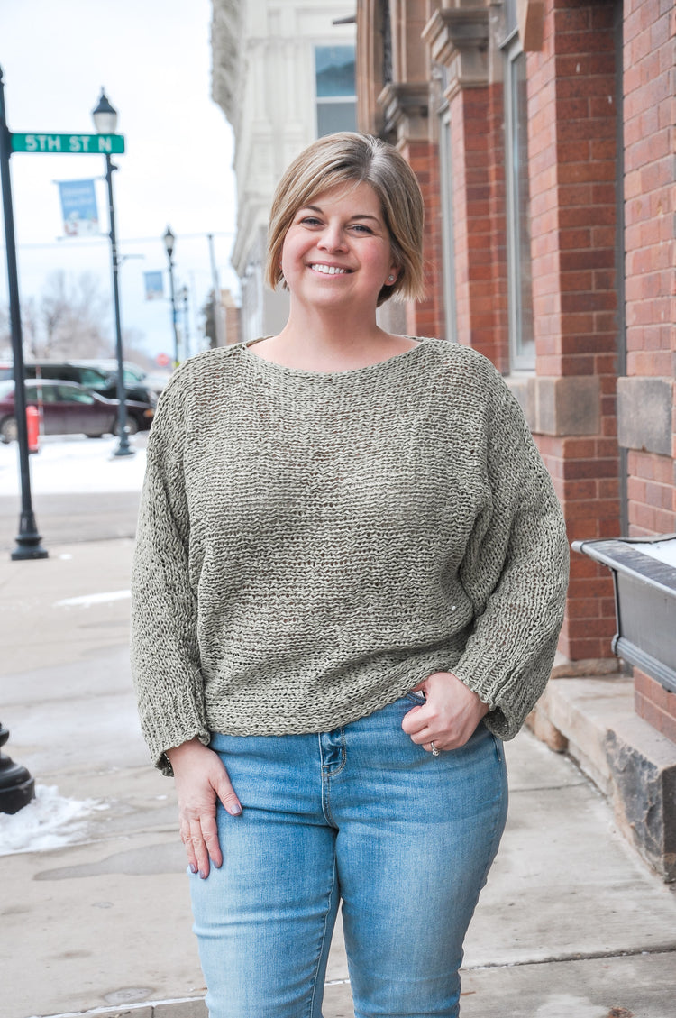 Heathered Sage Knitted Sweater