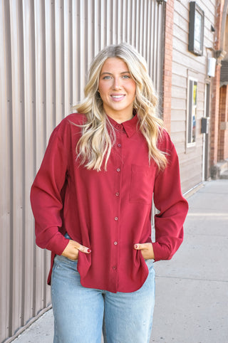 Hi-Low Hem Button Down Shirt