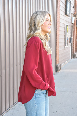 Hi-Low Hem Button Down Shirt