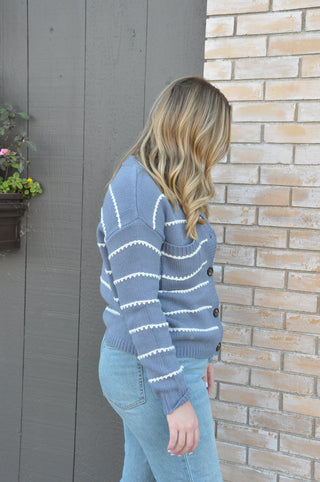 High Neck Chest Pockets Sweater