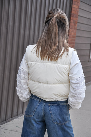 High Neck Cropped Puffer Vest, view 8