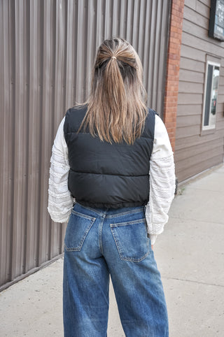 High Neck Cropped Puffer Vest, view 7