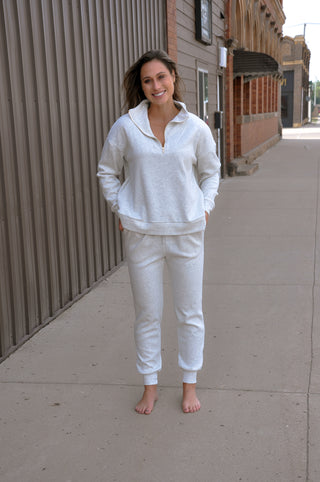 High Neck Zip Up Sweatshirt Set