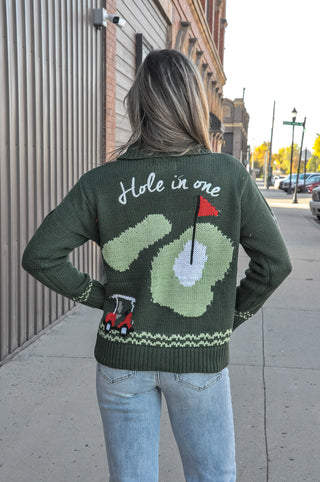 Hole In One Intarsia Zip-Up