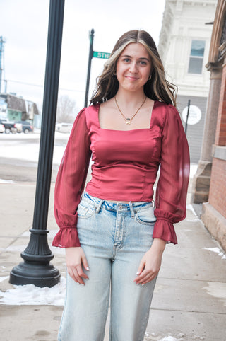 Holiday Cheer Sheer Sleeve Top