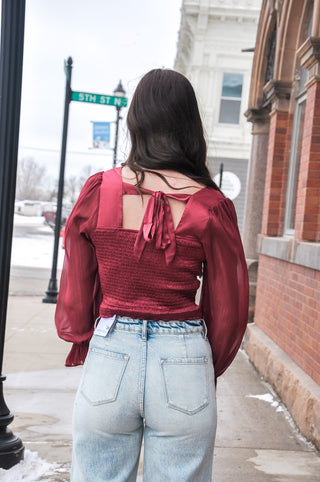 Holiday Cheer Sheer Sleeve Top