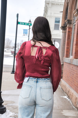 Holiday Cheer Sheer Sleeve Top