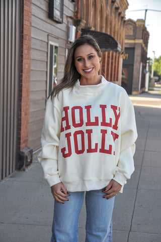 Holly Jolly / Tis the Season Rev Mock Neck Sweatshirt
