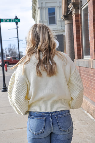 Holly Wreath Balloon Sleeve Sweater