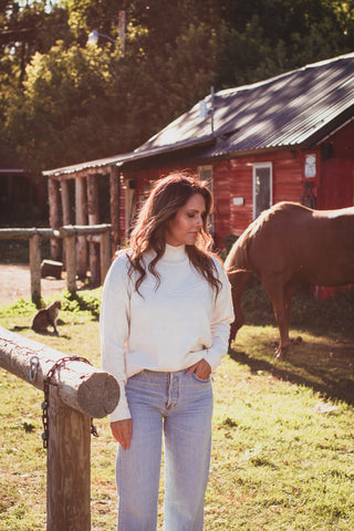 Yoke Detail Ivory Sweater