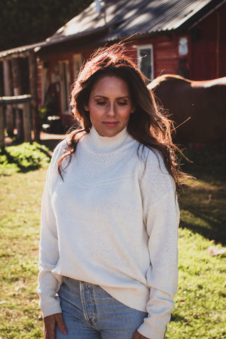 Yoke Detail Ivory Sweater