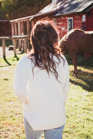 Yoke Detail Ivory Sweater