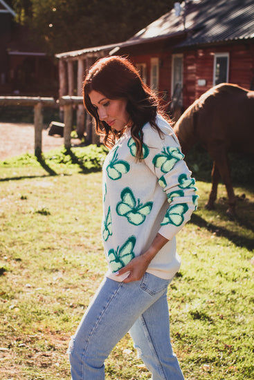 Green Butterfly Knitted Sweater | JQ Clothing Co.