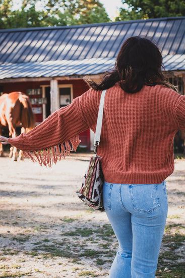 Fringed Sleeve Cozy Camel Sweater | JQ Clothing Co.