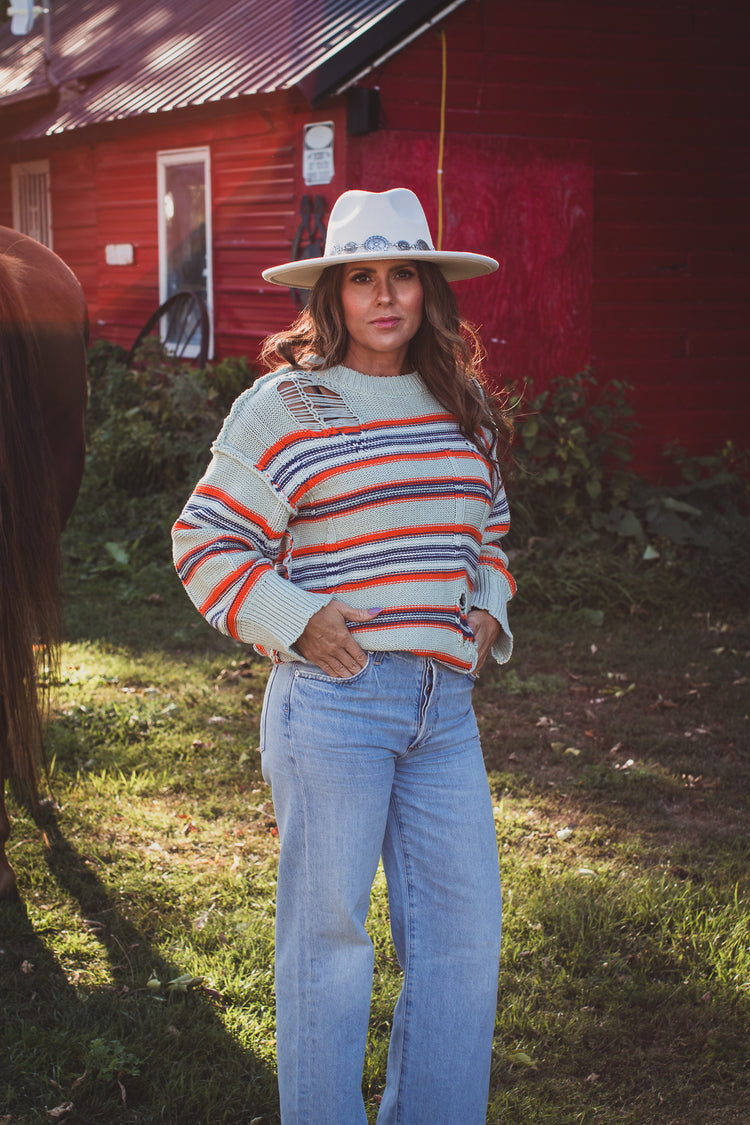 Sagey Orange Striped Sweater | JQ Clothing Co.