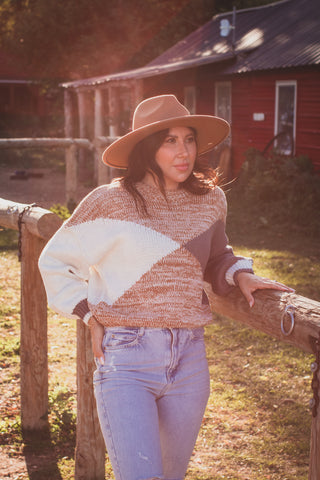 Colorblock Camel Knitted Sweater