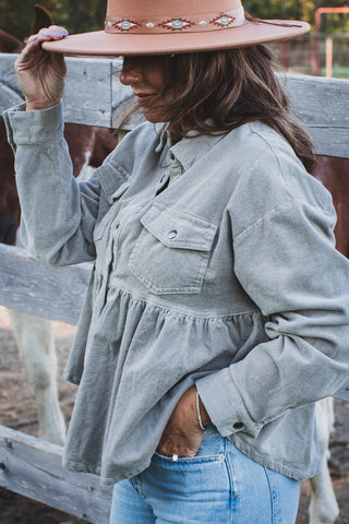 Corded Gray Babydoll Jacket