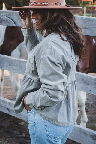 Corded Gray Babydoll Jacket