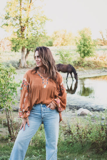 Embroidery Detailing Oversized Blouse | JQ Clothing Co.