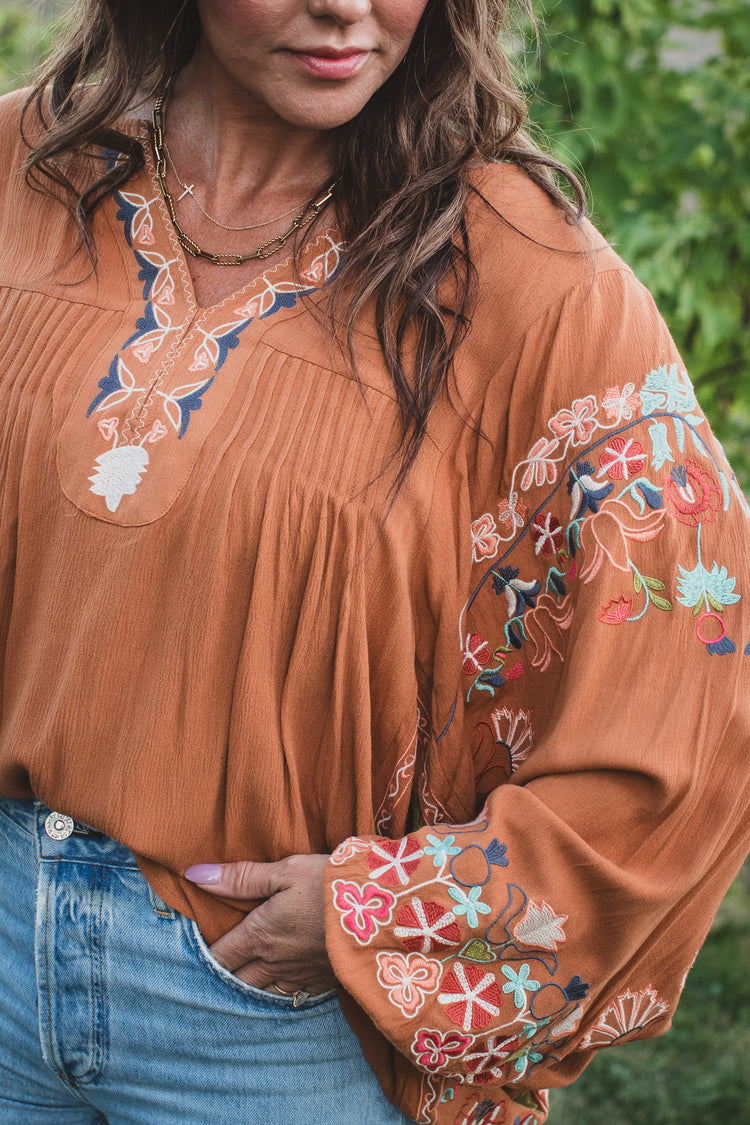 Embroidery Detailing Oversized Blouse | JQ Clothing Co.