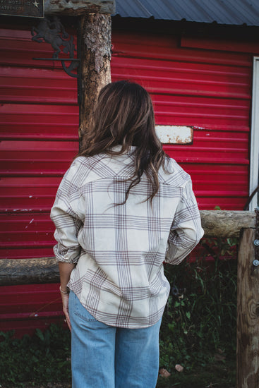 Taupe and Cream Plaid Shacket | JQ Clothing Co.