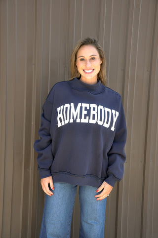 Reversible "Homebody" Mock Neck Sweatshirt