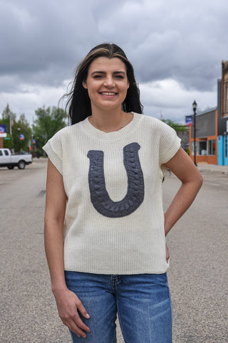 Horseshoe Ribbed Sweater Vest