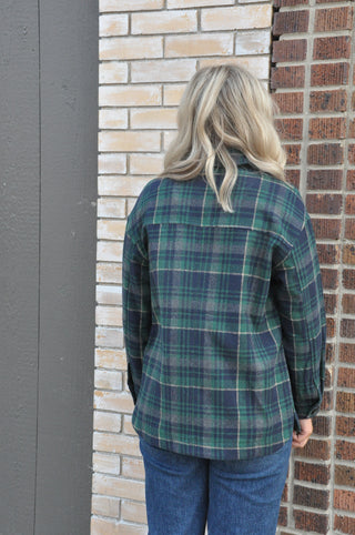 Hunter/Navy Plaid Mohair Shacket