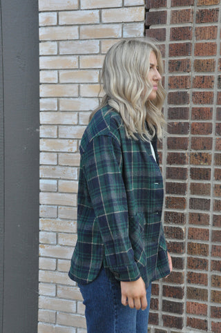 Hunter/Navy Plaid Mohair Shacket