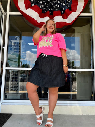 Curvy Washed Denim Skort