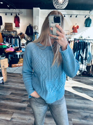 Cable Knitted Baby Blue Sweater | JQ Clothing Co.