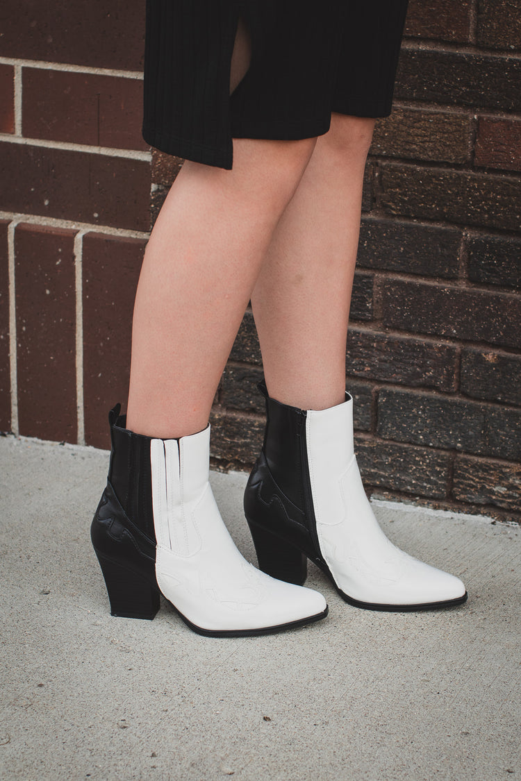 Megan Black and White Bootie - JQ CLothing Co 1
