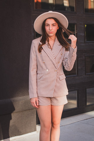 Oatmilk Latte Plaid Blazer | JQ Clothing Co. 2