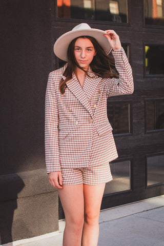 Oatmilk Latte Plaid Blazer | JQ Clothing Co. 3