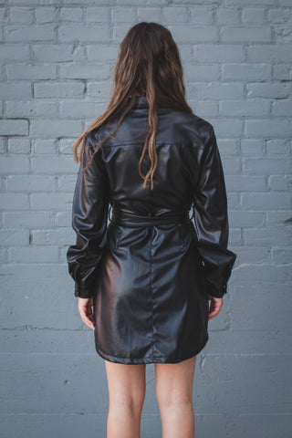 Leather Collared Dress