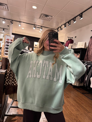 Embroidered "Matcha" Mock Neck Sweatshirt