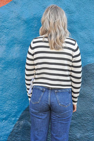 Ivory/Black Striped Cardigan